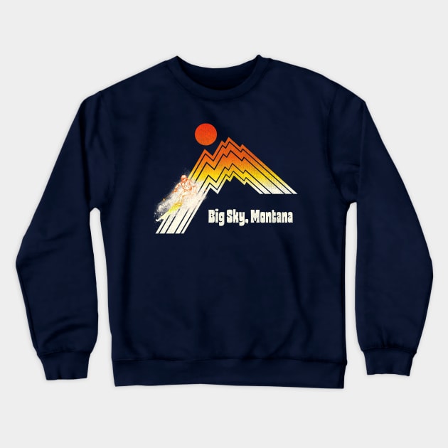 Big Sky Montana 70s/80s Retro Souvenir Style Skiing Crewneck Sweatshirt by darklordpug